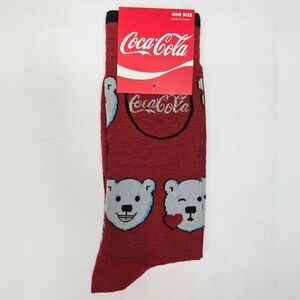 5/$20 Coca-Cola Red Polar Bear Crew Socks NWT